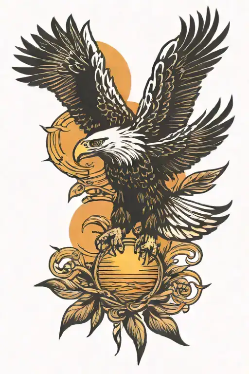 Eagle And Sun Setting