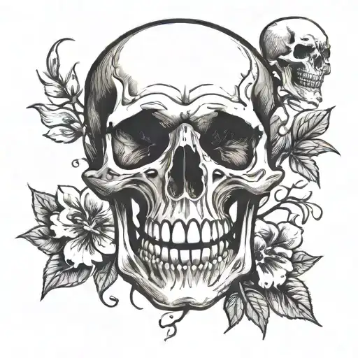 Skull With Mouth Opened And Flowers Growing Out Of The Mouth