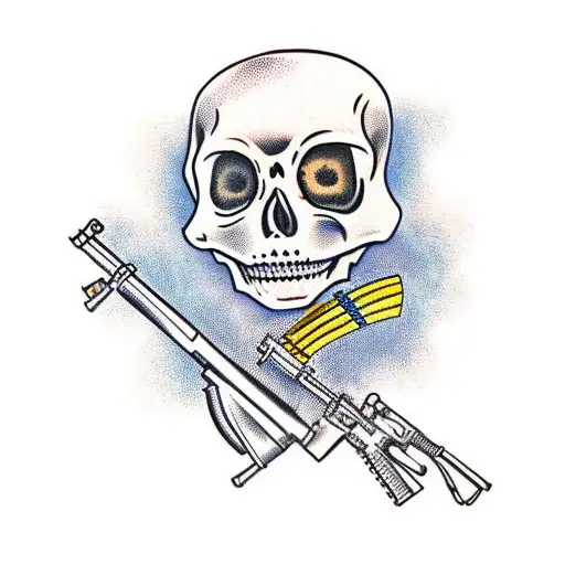 Skeleton Soldier Holding A Rifle