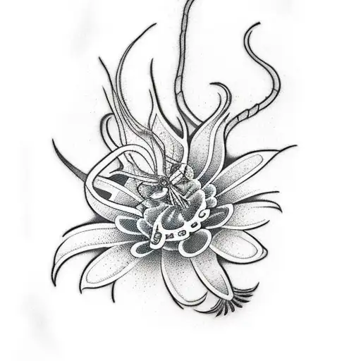 Centipede With Spider Lily