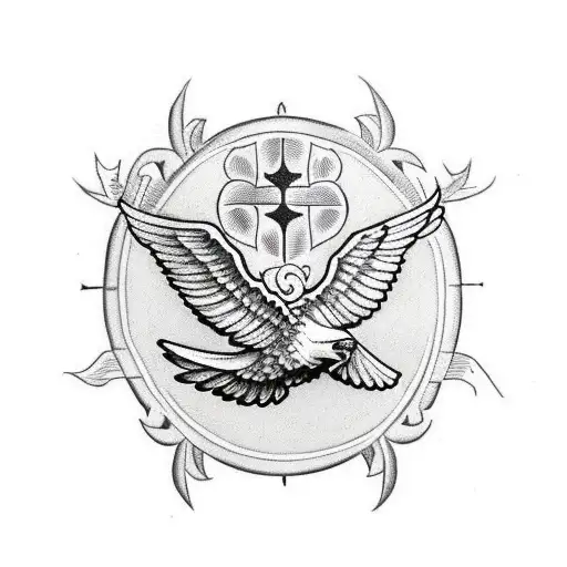 Eagle In Shape Of Cross With Fleur De Lis In Corners