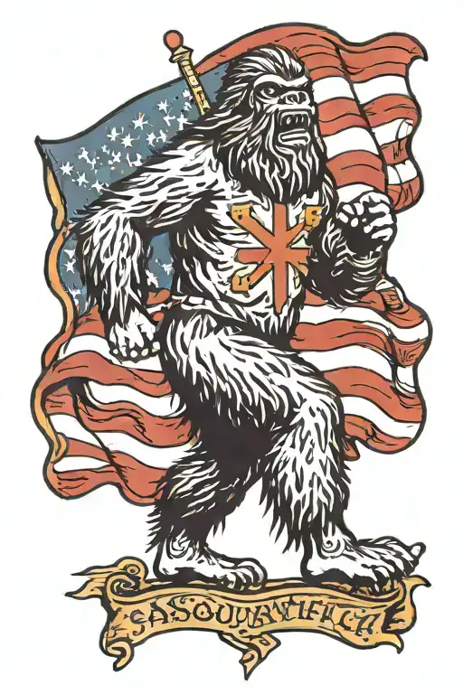 Sasquatch Flying German Flag