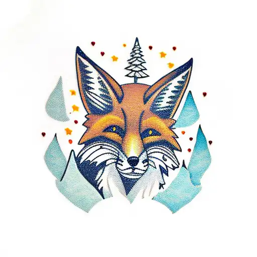 Fox With Forest And Montain