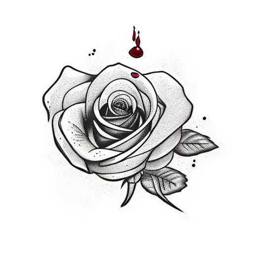 Red Rose With Blood Dripping From The Stem