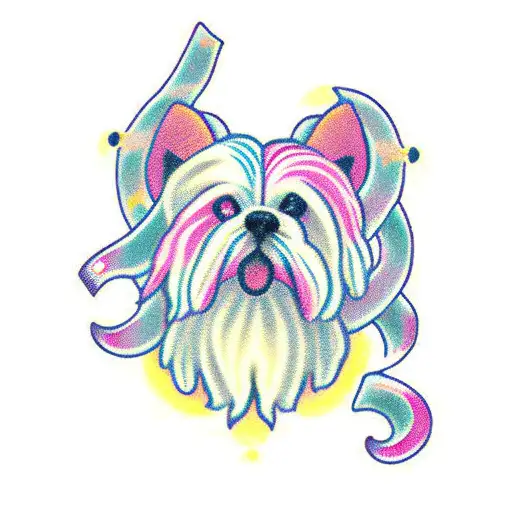 A Musical Note Intertwined With The Silhouette Of A Lhasa Apso Dog