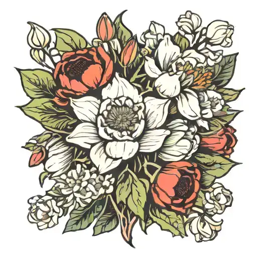 Poppy Water Lily Narcissus Flower Bouquet