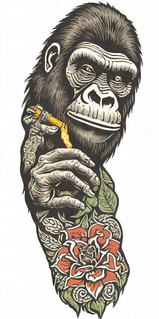 Gorilla Smoking Weed