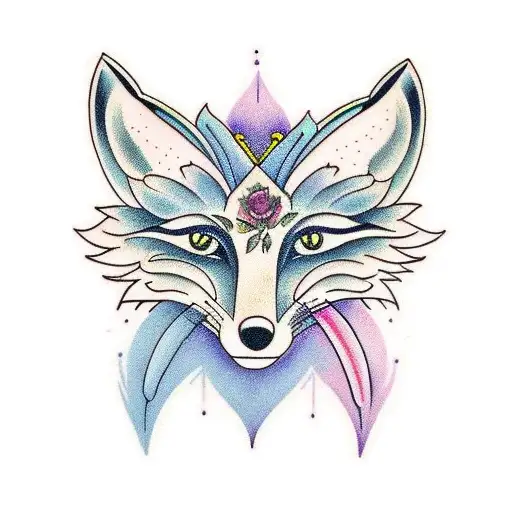 Fox And Lotus Flower