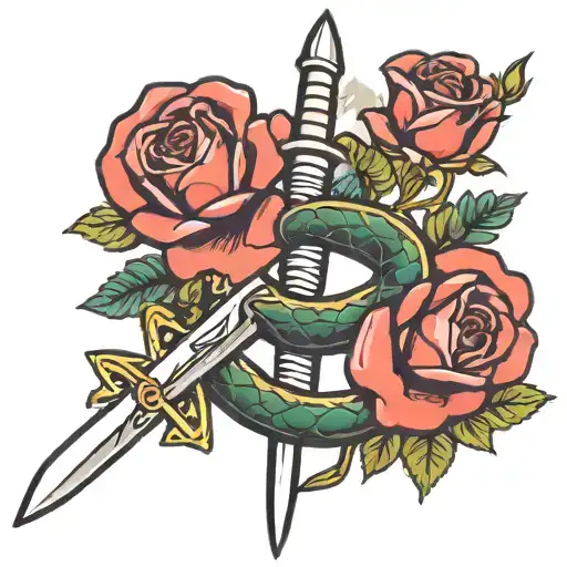 Snake Rose And Sword