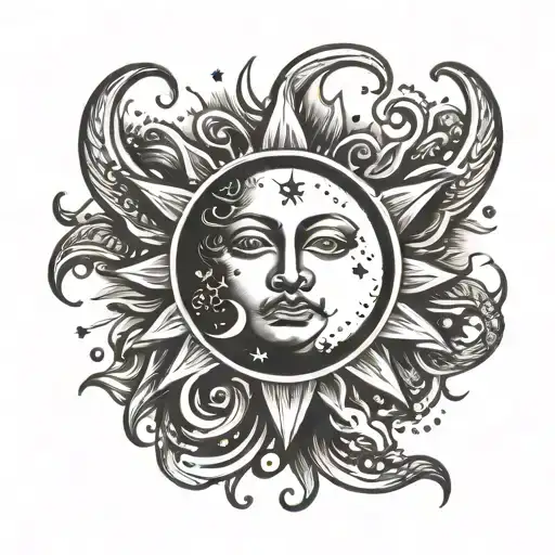 Moon And Sun Shining