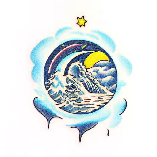 Moon And A Waterfall