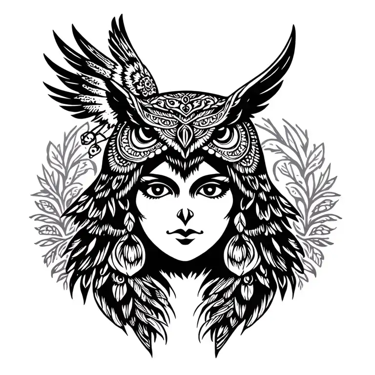 Gypsy Head With Owl Wearing