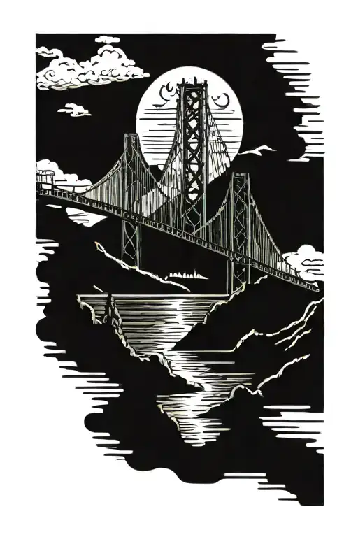 Bay Bridge With Rocky Mountain Back Drop