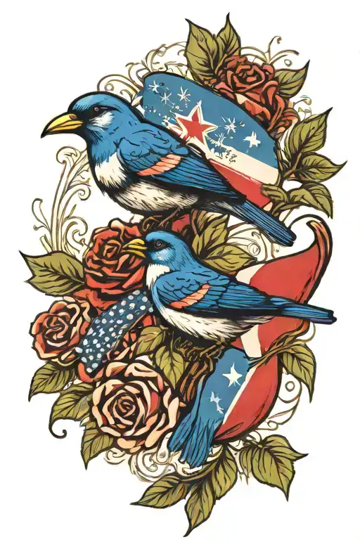 Birds Rosses Cuban Flag Merged Together Representing
