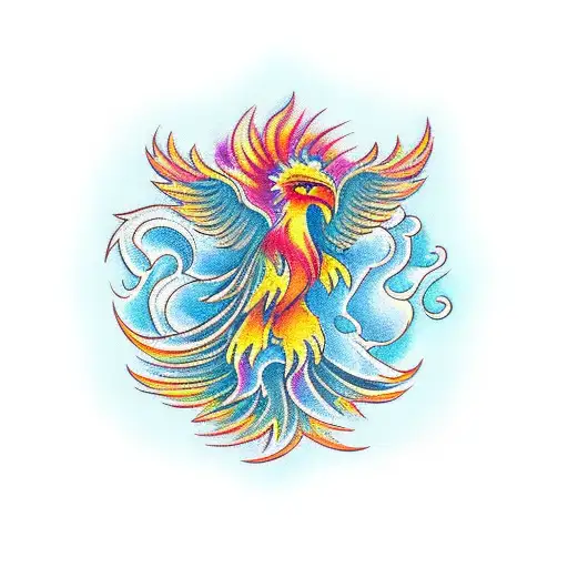 A Dancing Phoenix Surrounded By Flowers