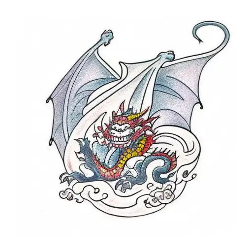 A Dragon Cuddling A Fire Monkey