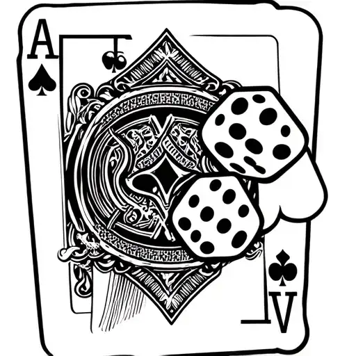 Pair Of Dice And Royal Flush Hand Of Cards