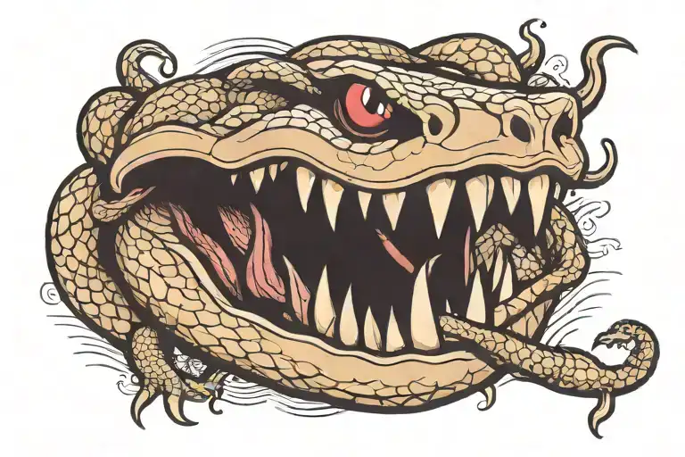 Snake Biting Hand Holding