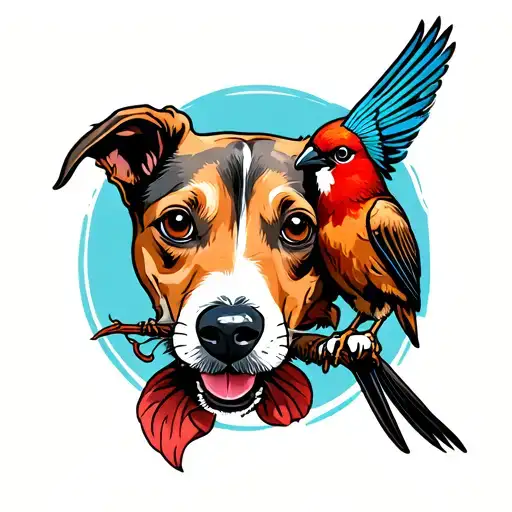 Dog With A Bird In Its Mouth