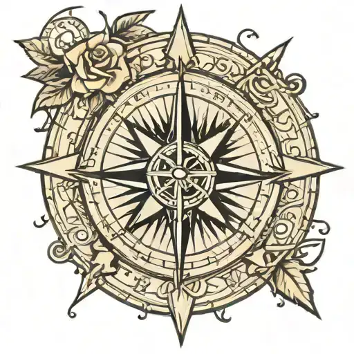 A Compass Rose With A Correctional Officer's Badge At The Center