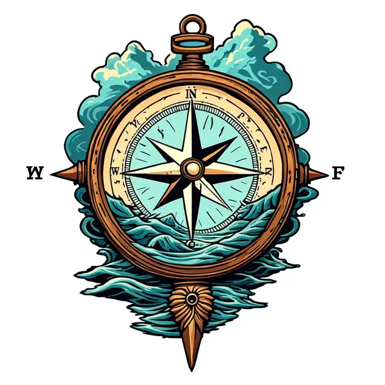 Compass Surrounded River Running