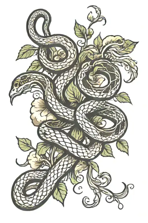 Vines Wrapped With A Snake