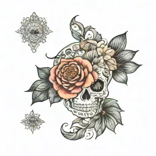 Sugar Skull Boho Mandala Medallion Lotus