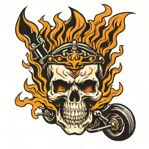 Motorcycle Skull With Flames