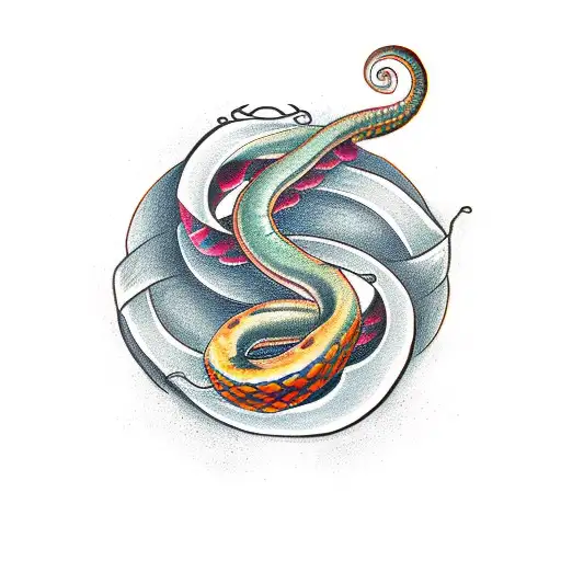Snake Wrapping Around A Dagger With A Semicolon In A Yin Nd Yang In The Handle Of The Dagger