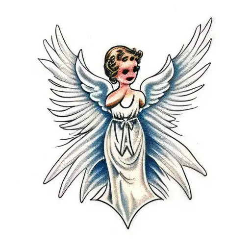 Angel With Wings Holding Dove