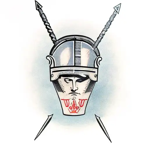 Roman Helmet Pierced In Half By An Arrow