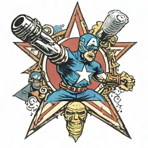 Captain America Microphone At A Concert With A Crowd Of Fans In The Background