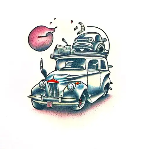 Car With Dust Behind It Side View