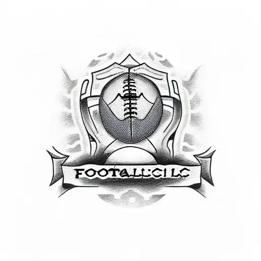 A Dotwork Tattoo Of A Football Pitch With Philosophical Quotes Written In Portuguese Tattoo