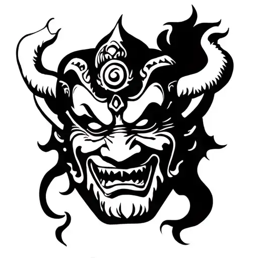 Only Oni Mask Black And White