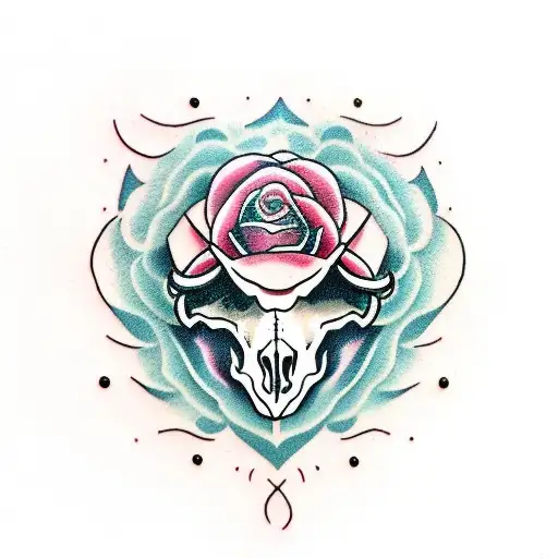 Bull Skull With Rose Stems