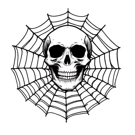 Skull Surrounded By Spider Web