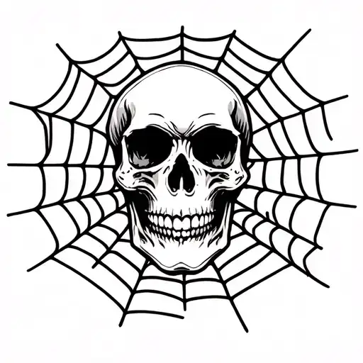 Skull Surrounded By Spider Web