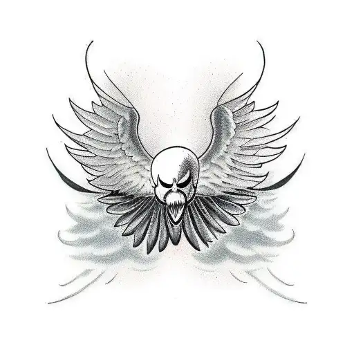 Scary Crow With Long Wings