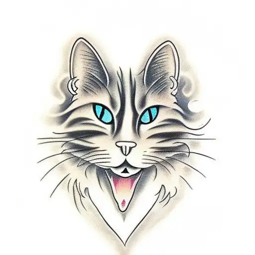 Black Cat Face In Horseshoe