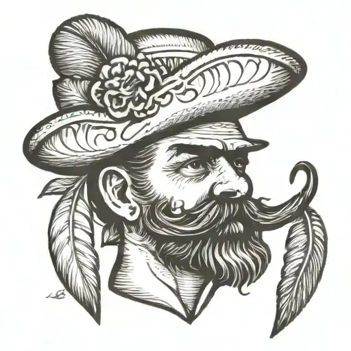 Feather Bonnet Hat And Mustache