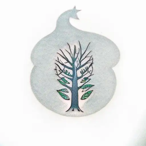 A Minimalist Tattoo Of A Family Tree With Initials Of Each Family Member As Leaves