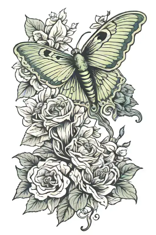 Forearm Luna Moth In Flowers