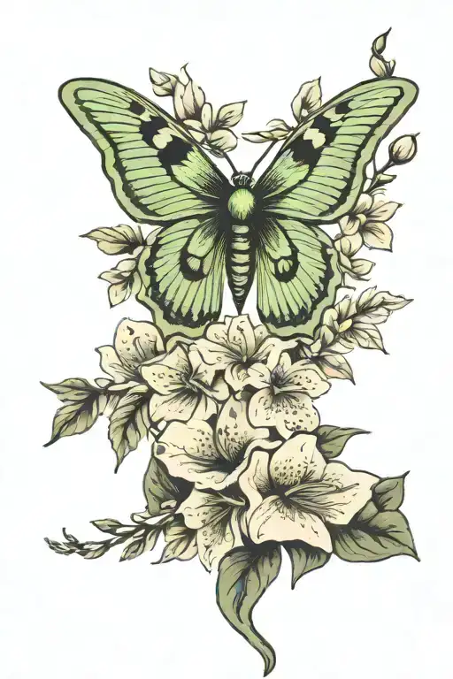 Forearm Luna Moth In Flowers