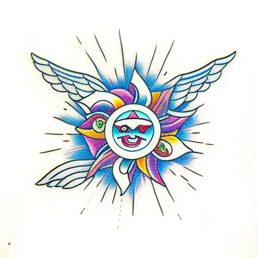 Dove With Ribbon Sun Moon Stars