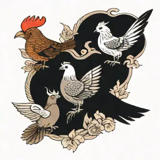 Bunny And Rooster And Turtle Dove Together Representing