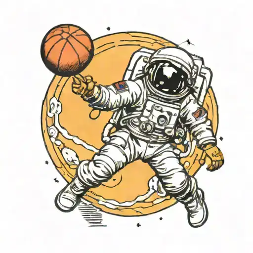 Astronaut Playing Basketball
