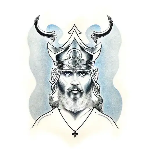 The God Odin On His Thrown