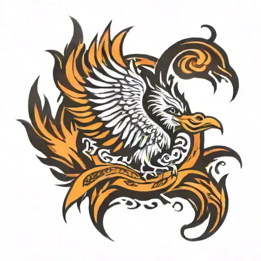 Phoenix Rising From Flames Symbolizing