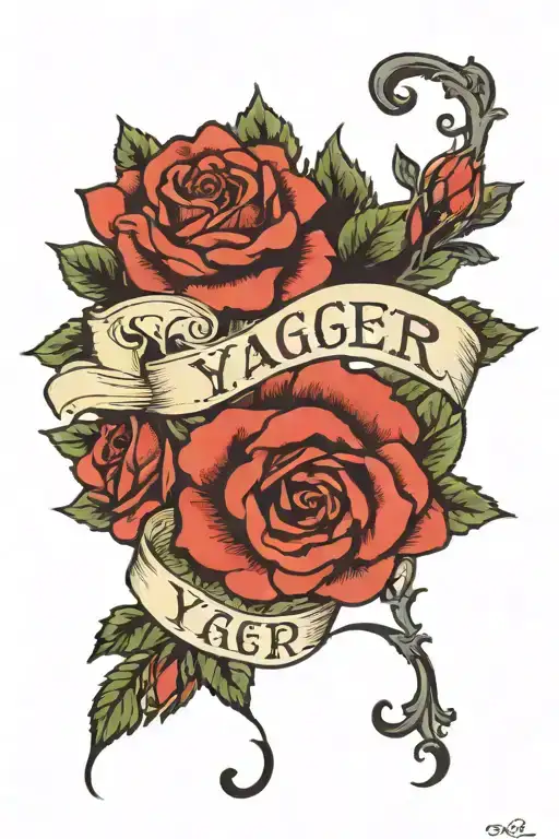 Roses Surrounding With The Word Yager In It